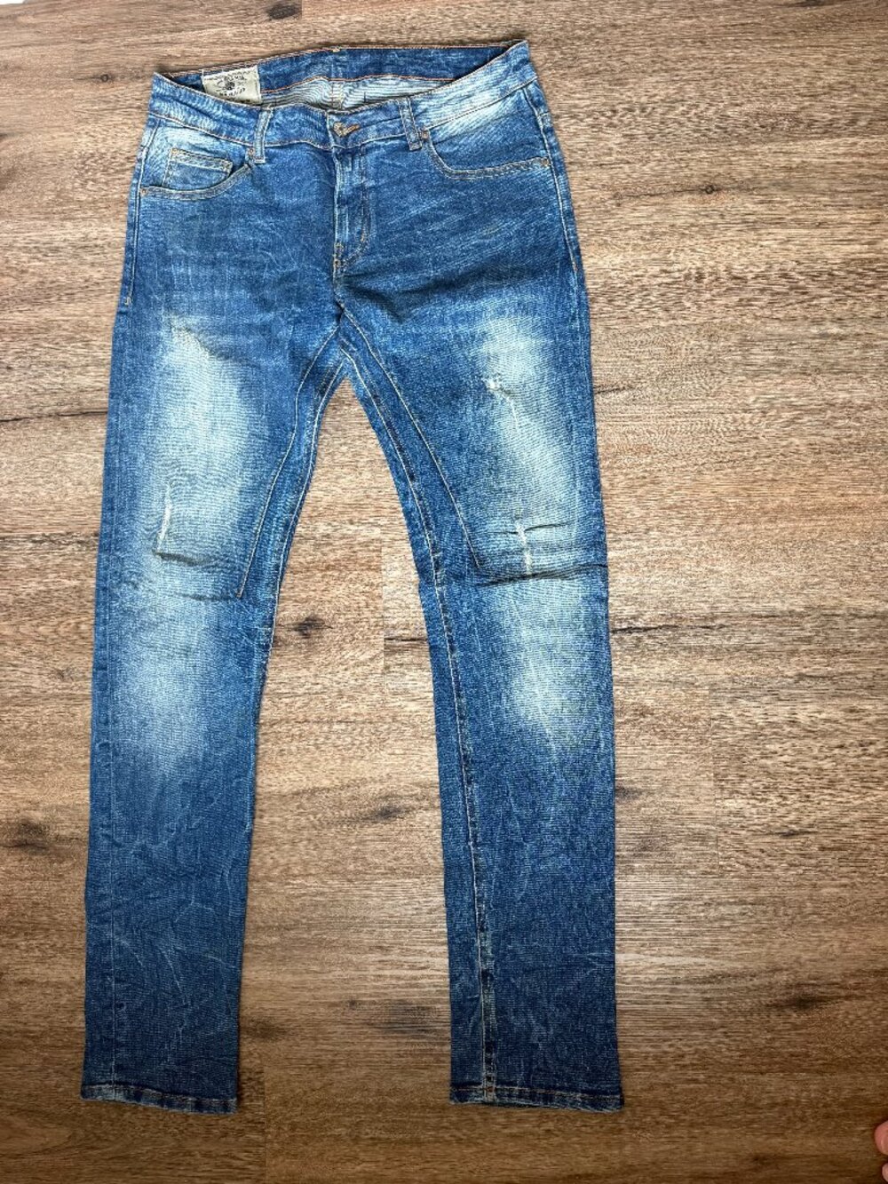 Zara Man Denim Collection Men's Slim Jeans Medium Wash Distressed 31